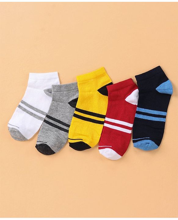 Pine Kids Ankle Length Stripe Socks Pair of 5 - Multicolour