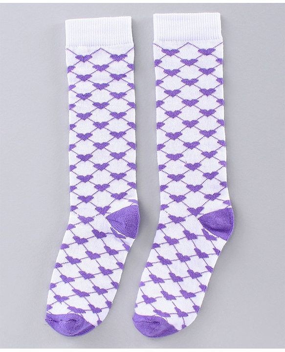 Pine Kids Mid Calf Socks Heart Design Pack of 3 - Pink White Navy Blue