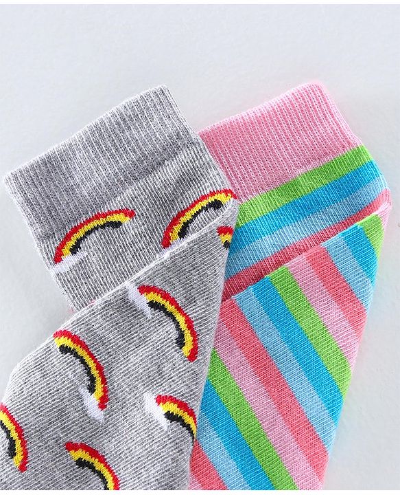 Pine Kids Anti Microbial & Biowashed Mid Calf Socks Pack of 2 - Multicolour Grey
