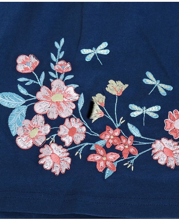 Pine Kids Biowash Singlet Embroidered Top & Check Pant - Navy Blue