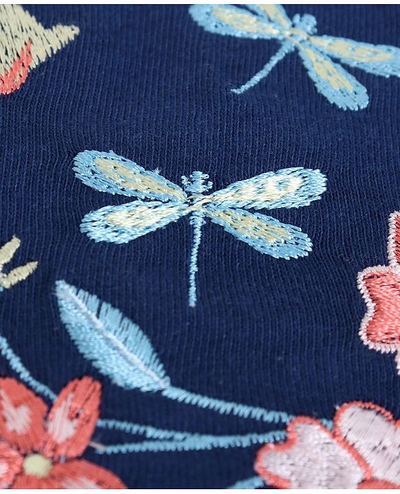 Pine Kids Biowash Singlet Embroidered Top & Check Pant - Navy Blue