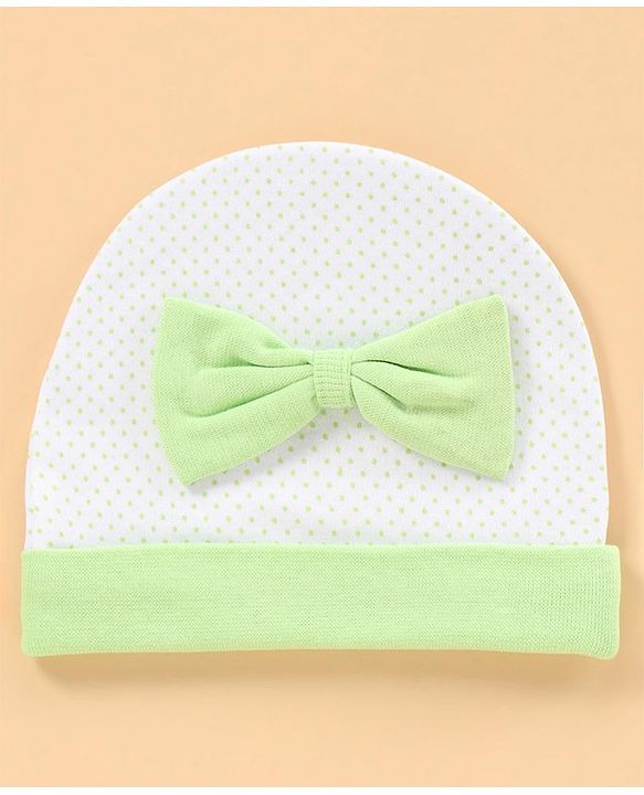 Babyhug 100% Cotton Cap Pack of 2 Green - Diameter 10 cm