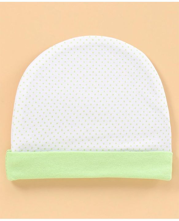 Babyhug 100% Cotton Cap Pack of 2 Green - Diameter 10 cm