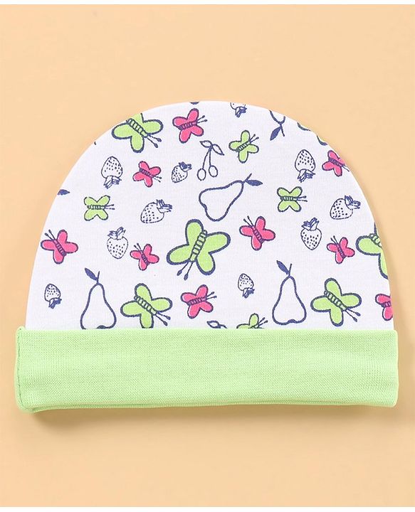 Babyhug 100% Cotton Cap Pack of 2 Green - Diameter 10 cm