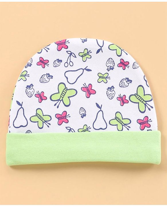 Babyhug 100% Cotton Cap Pack of 2 Green - Diameter 10 cm