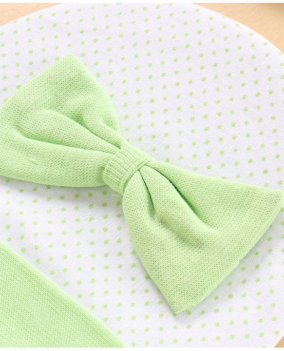 Babyhug 100% Cotton Cap Pack of 2 Green - Diameter 10 cm