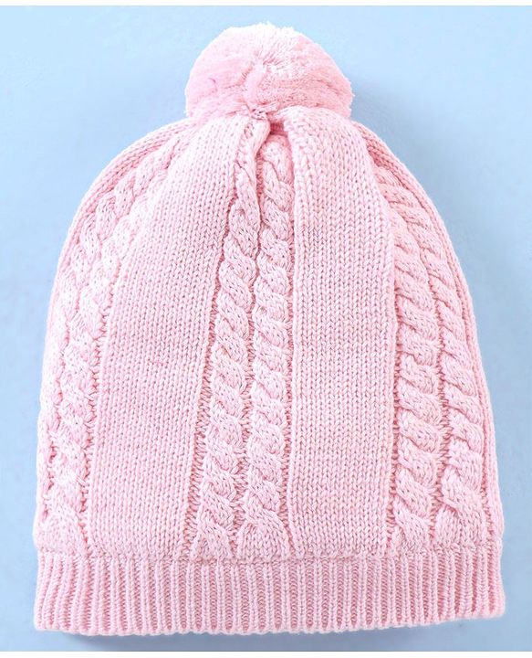 Babyhug Cotton Cap & Muffler Set Pink - Cap Diameter 10.5 cm