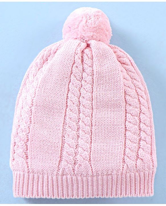 Babyhug Cotton Cap & Muffler Set Pink - Cap Diameter 10.5 cm