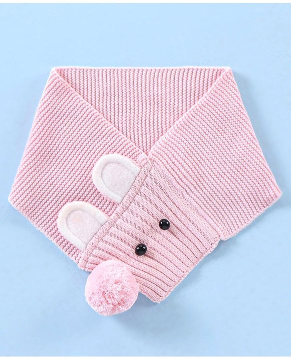 Babyhug Cotton Cap & Muffler Set Pink - Cap Diameter 10.5 cm