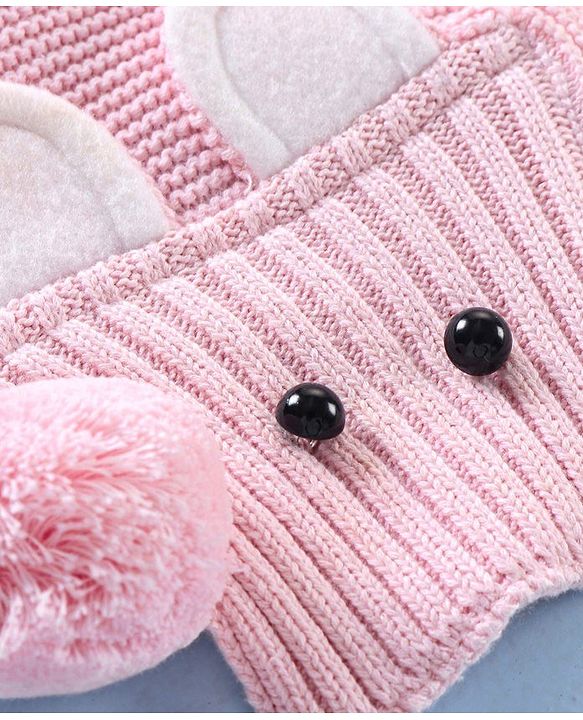 Babyhug Cotton Cap & Muffler Set Pink - Cap Diameter 10.5 cm