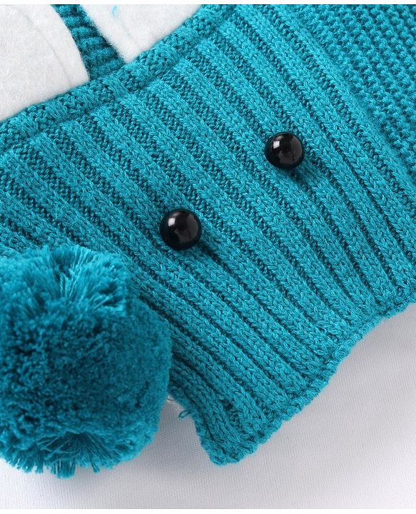 Babyhug Cotton Cable Knit Cap with Muffler - Blue