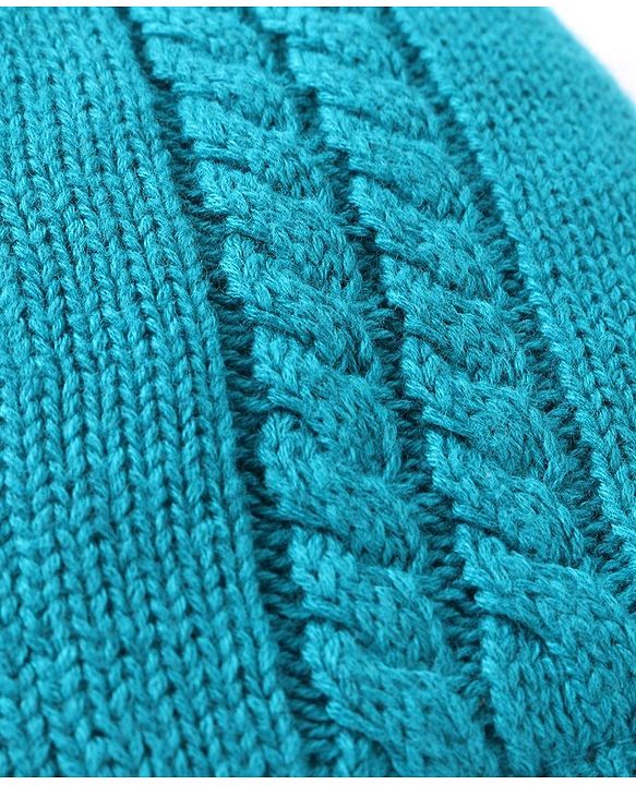 Babyhug Cotton Cable Knit Cap with Muffler - Blue