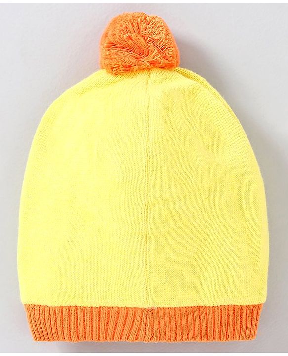 Babyhug Woollen Cap with Muffler and Mittens Yellow - Diameter 11 cm