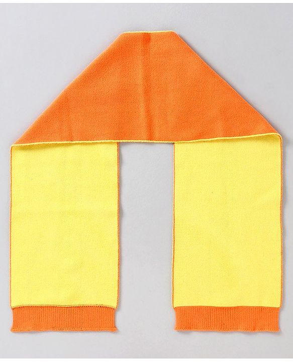 Babyhug Woollen Cap with Muffler and Mittens Yellow - Diameter 11 cm