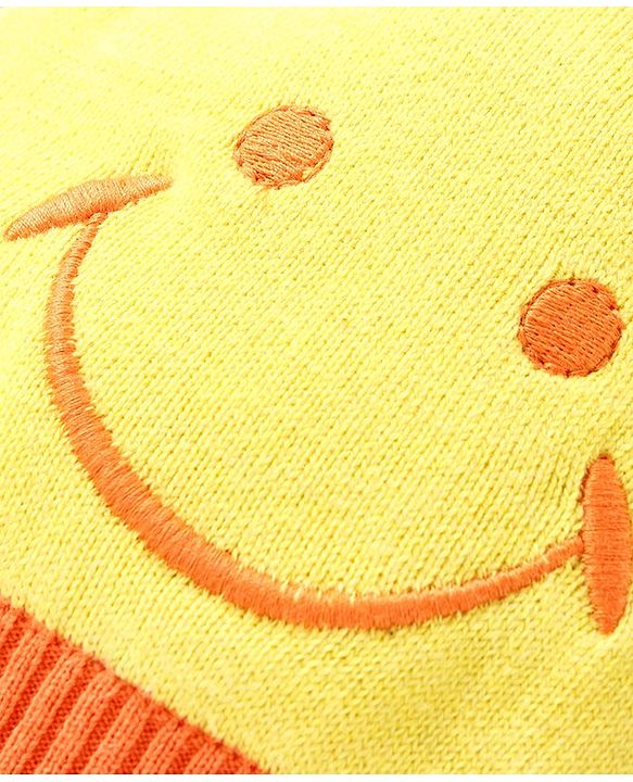 Babyhug Woollen Cap with Muffler and Mittens Yellow - Diameter 11 cm