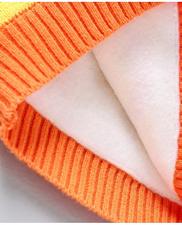 Babyhug Woollen Cap with Muffler and Mittens Yellow - Diameter 11 cm
