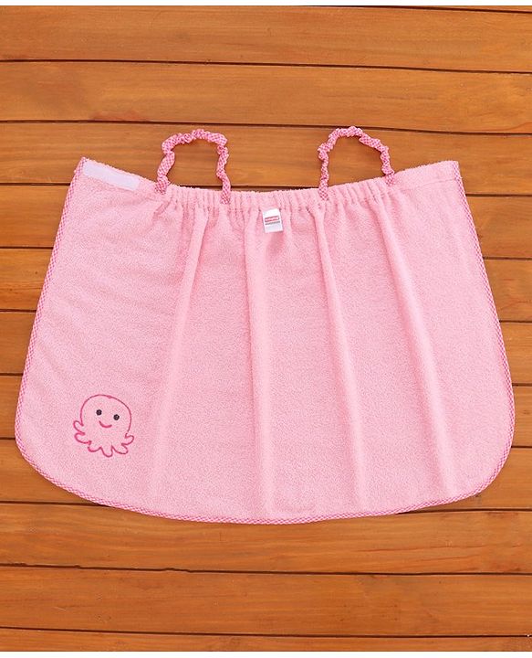 Babyhug Sleeveless Cotton Bathrobe Octopus Patch - Pink