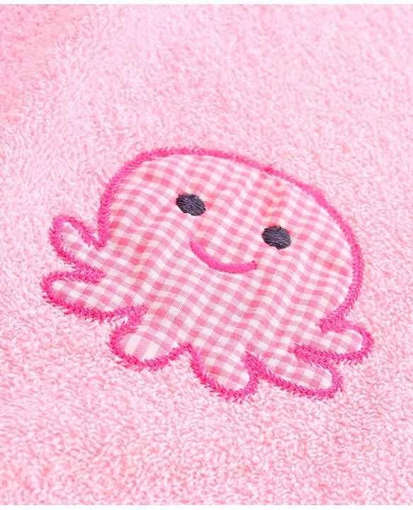 Babyhug Sleeveless Cotton Bathrobe Octopus Patch - Pink