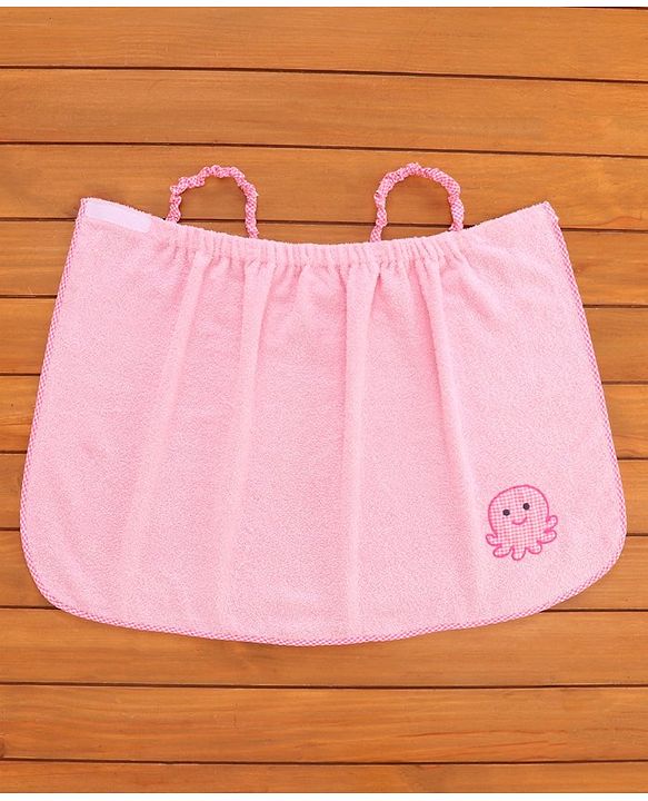 Babyhug Sleeveless Cotton Bathrobe Octopus Patch - Pink