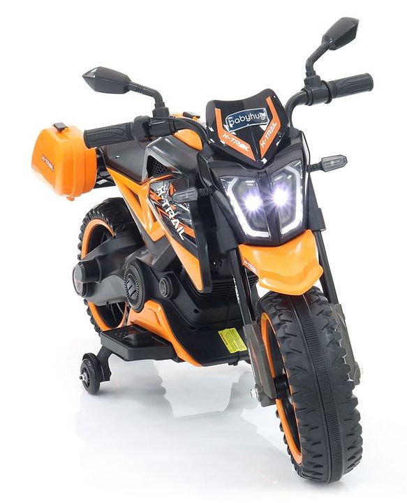 Babyhug KTM Battery Operated Ride On Bike With Music & Lights - Orange| With Music & Lights| Pre-loaded Music with USB & AUX| Easy to Assemble| Comfortable Seat| Easy to Operate| Rechargeable Battery