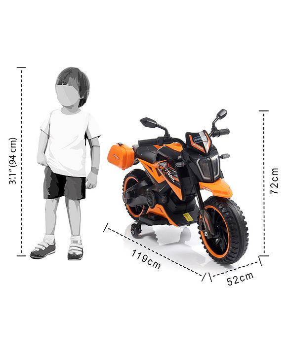 Babyhug KTM Battery Operated Ride On Bike With Music & Lights - Orange| With Music & Lights| Pre-loaded Music with USB & AUX| Easy to Assemble| Comfortable Seat| Easy to Operate| Rechargeable Battery