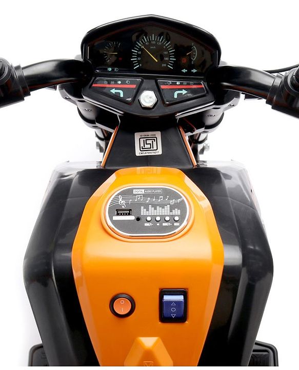 Babyhug KTM Battery Operated Ride On Bike With Music & Lights - Orange| With Music & Lights| Pre-loaded Music with USB & AUX| Easy to Assemble| Comfortable Seat| Easy to Operate| Rechargeable Battery