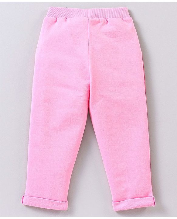Babyhug Full Length Lounge Pant With Bow Applique - Pink