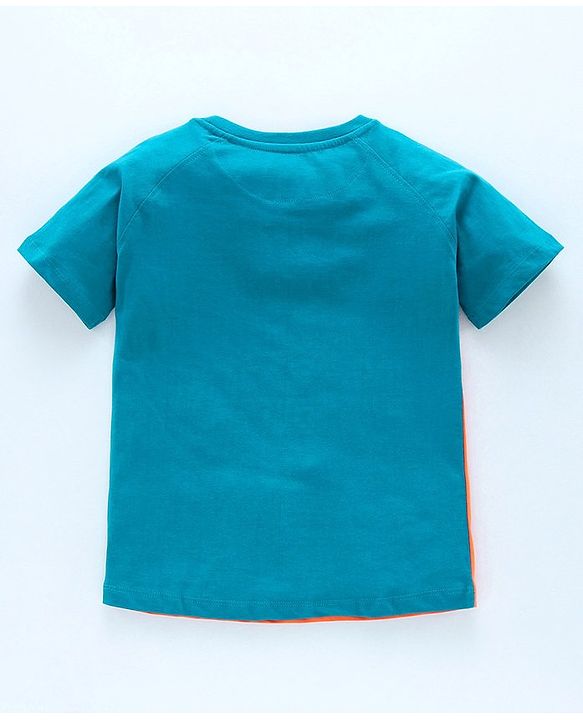 Pine Kids Half Sleeves Bio Washed T-Shirt & Pajama Set Thunder Graphic - Orange & Blue