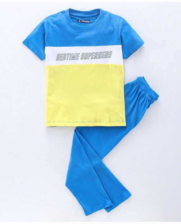 Pine Kids Biowashed Tee & Pajama Set - Blue