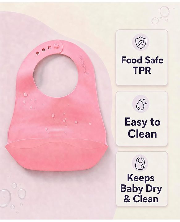 Babyhug Soft Silicone Feeding Bib  Bird Print, Yellow| Waterproof, Tear-Resistant, Easy to Wear| With Deep Crumb Catcher| Adjustable Fit| Foldable & Easy to Carry