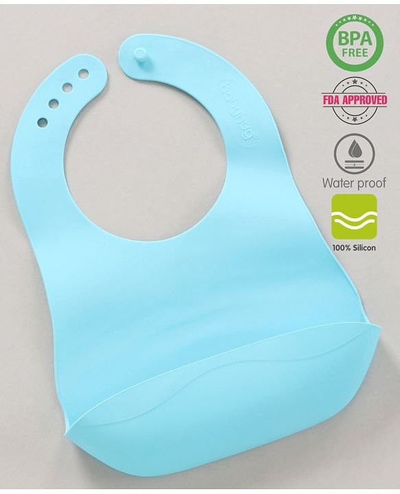 Babyhug Soft Silicone Feeding Bib  Bird Print, Yellow| Waterproof, Tear-Resistant, Easy to Wear| With Deep Crumb Catcher| Adjustable Fit| Foldable & Easy to Carry