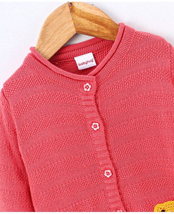Babyhug Full Sleeves Sweater Bird Design - Pink