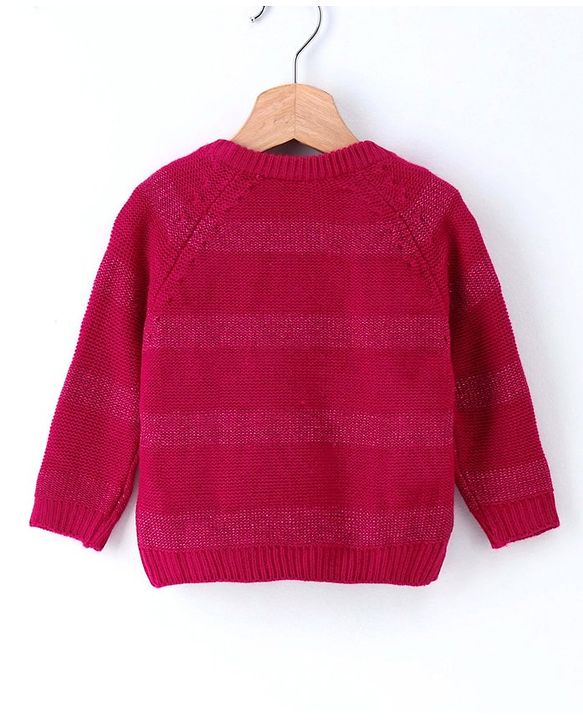 Babyhug Full Sleeves Pullover Sweater Sequins Embellished - Red