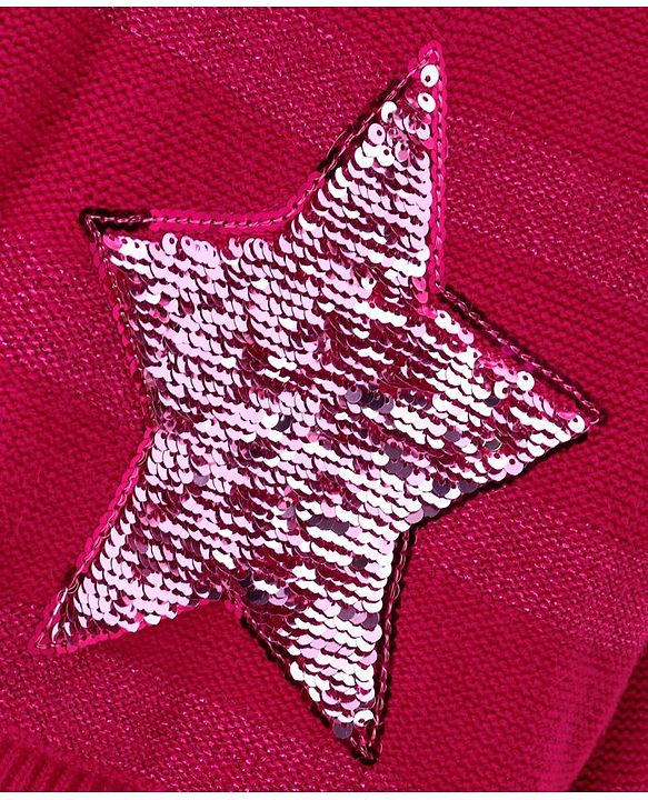 Babyhug Full Sleeves Pullover Sweater Sequins Embellished - Red