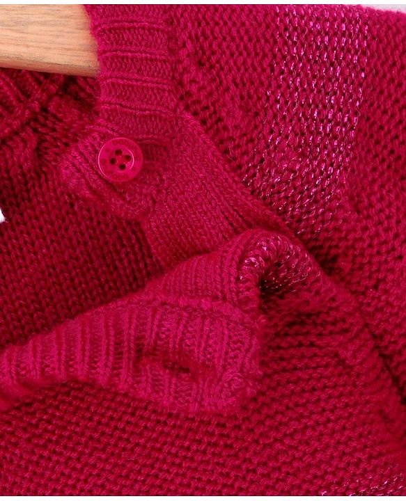 Babyhug Full Sleeves Pullover Sweater Sequins Embellished - Red