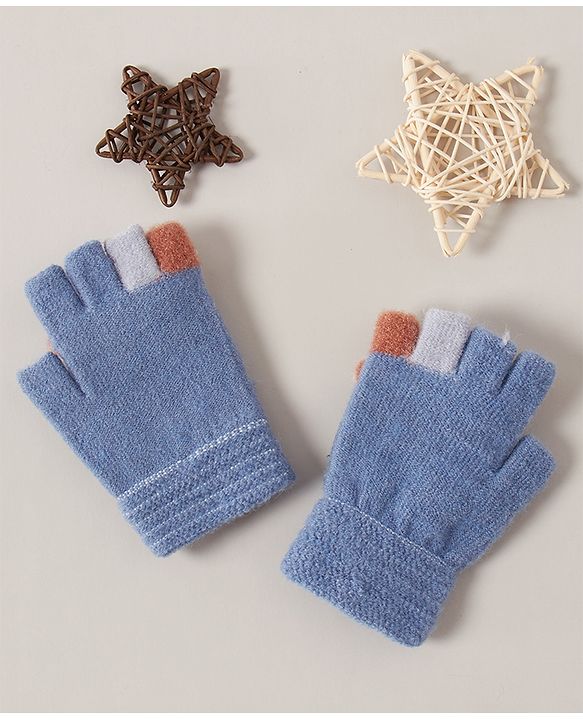 Babyhug Woollen Gloves Animal Design - Blue