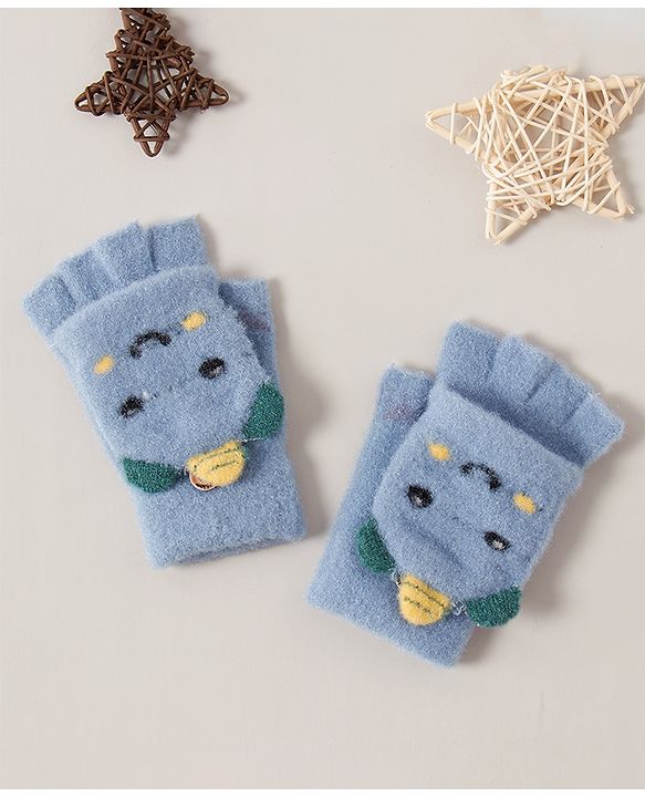 Babyhug Woollen Gloves Animal Design - Blue