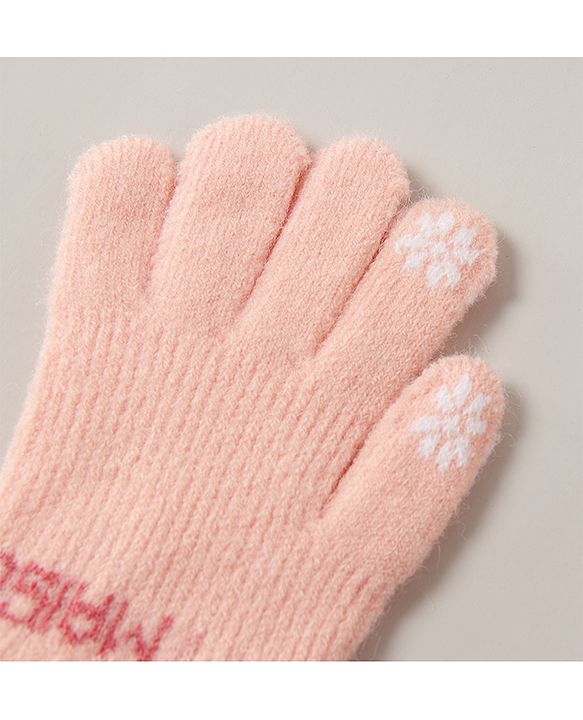 Babyhug Woollen Gloves Snowflake Print - Light Pink