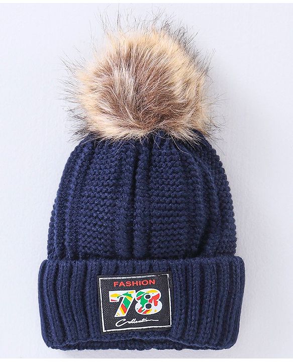 Babyhug Woollen Cap Gloves With Muffler Blue - Cap Diameter 10 cm
