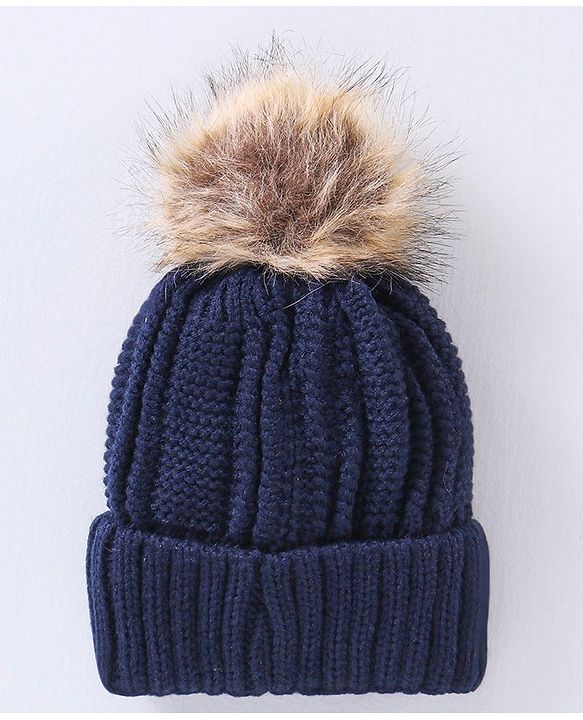 Babyhug Woollen Cap Gloves With Muffler Blue - Cap Diameter 10 cm