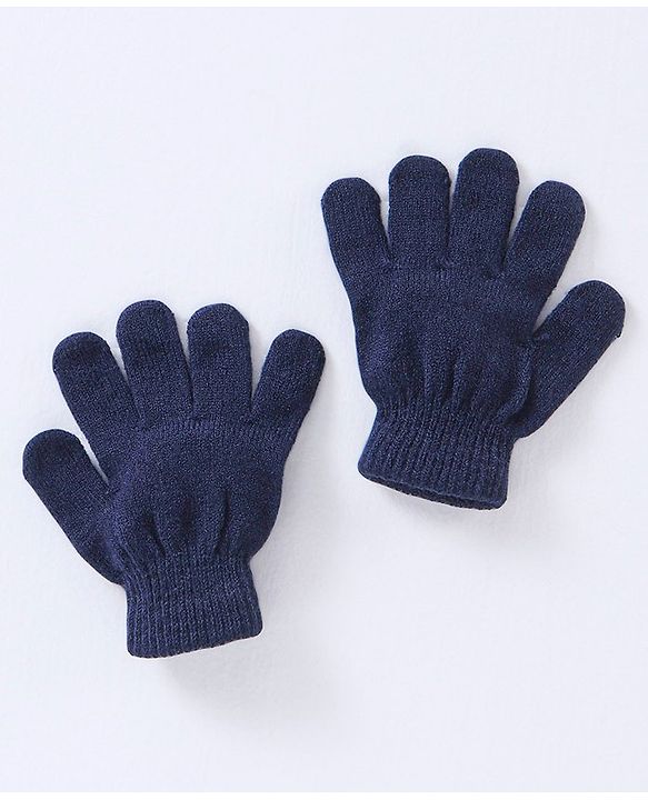Babyhug Woollen Cap Gloves With Muffler Blue - Cap Diameter 10 cm