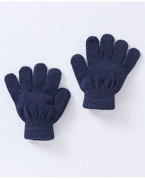 Babyhug Woollen Cap Gloves With Muffler Blue - Cap Diameter 10 cm