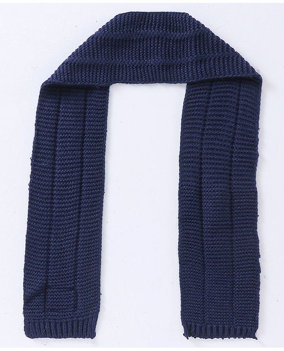 Babyhug Woollen Cap Gloves With Muffler Blue - Cap Diameter 10 cm