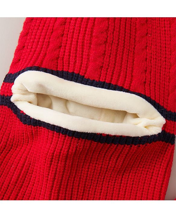 Babyhug Woolen Cap & Hand Gloves Red - Diameter 16 cm