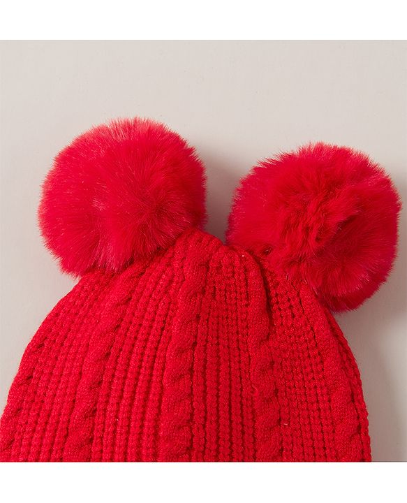 Babyhug Woolen Cap & Hand Gloves Red - Diameter 16 cm