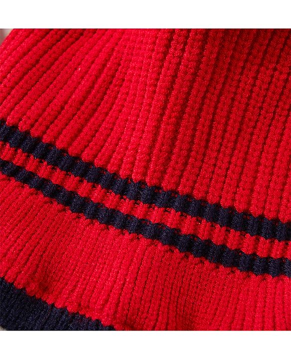 Babyhug Woolen Cap & Hand Gloves Red - Diameter 16 cm