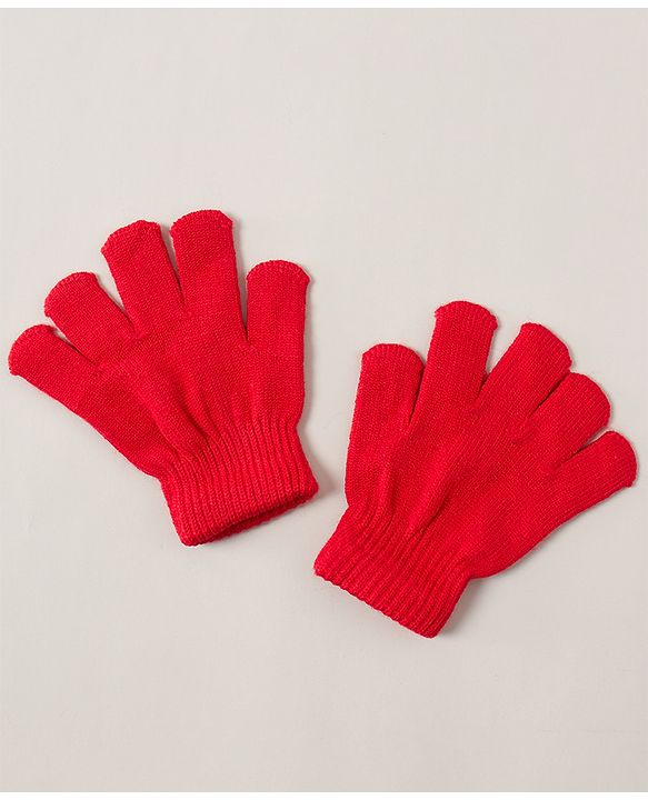 Babyhug Woolen Cap & Hand Gloves Red - Diameter 16 cm