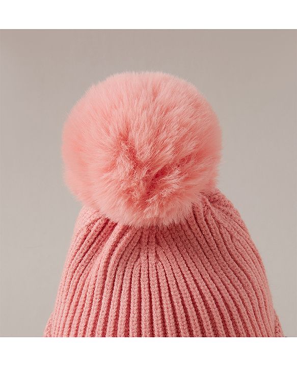 Babyhug Woollen Cap Gloves and Muffler Set Pink - Diameter 11 cm