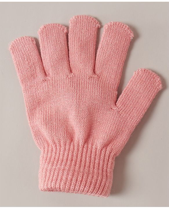 Babyhug Woollen Cap Gloves and Muffler Set Pink - Diameter 11 cm