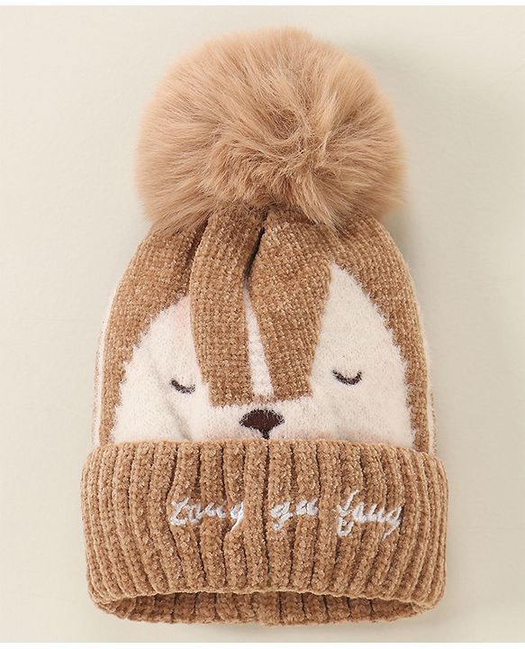 Babyhug Woollen Cap Glove Muffler Set - Brown